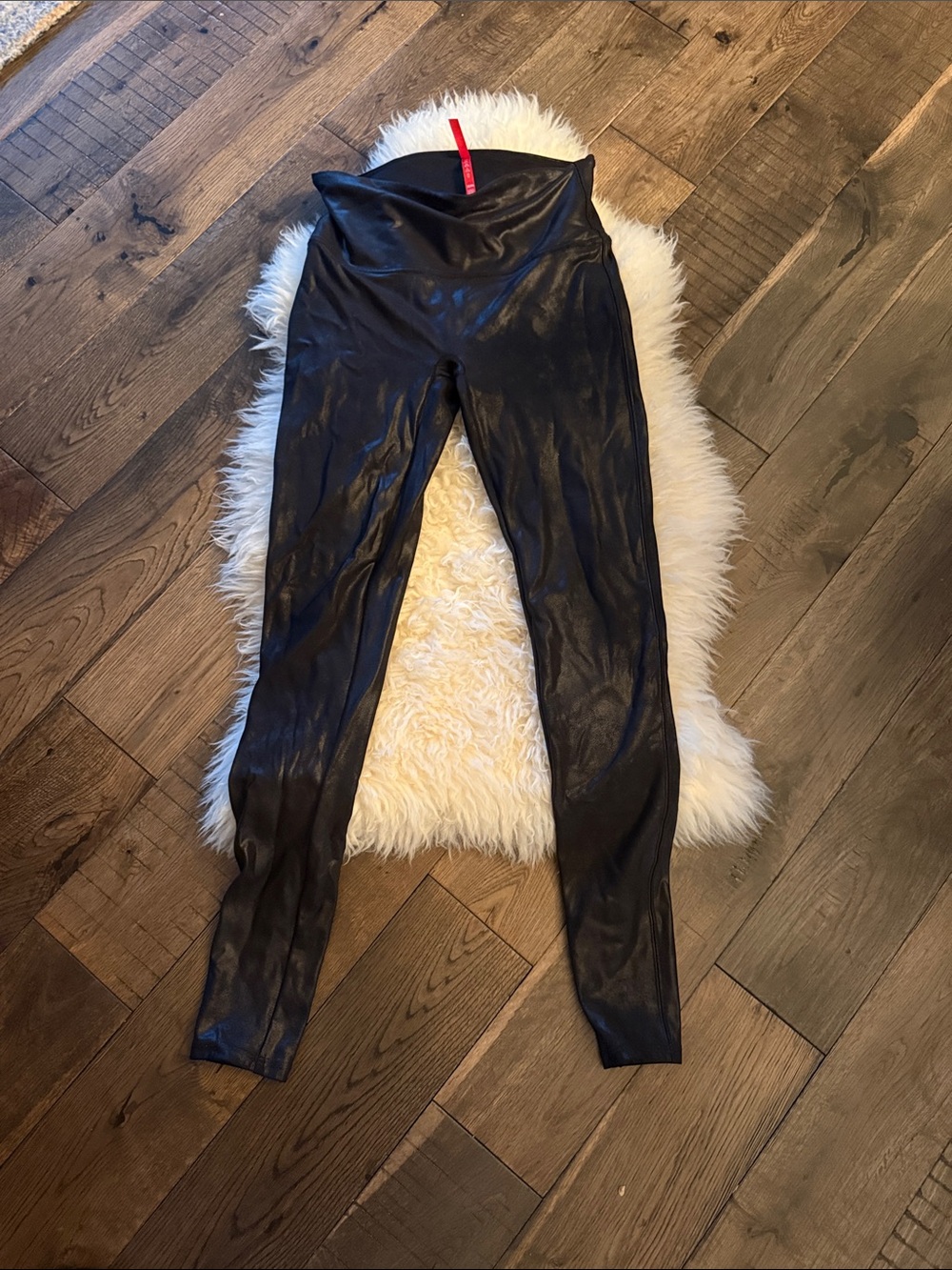 SPANX Black Faux Leather-Look High-Waist Leggings